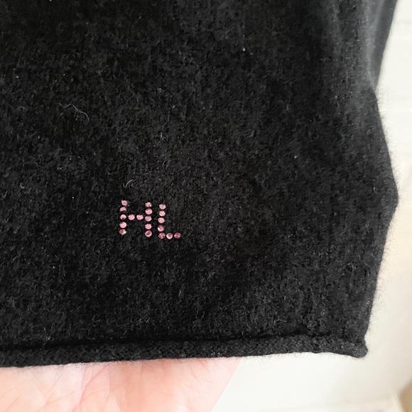 Hector et Lola Knit Sweater Y2K 100% Cashmere Raw hems sequins Elbow patch S - Picture 10 of 13